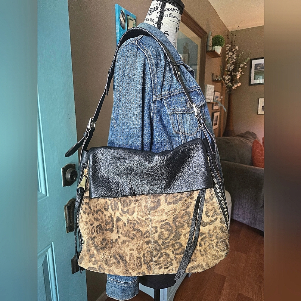 AIMEE KESTENBERG Leather leopard black purse